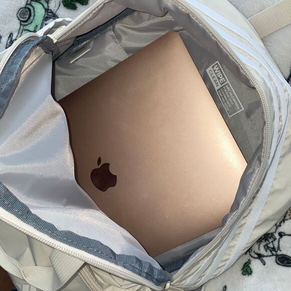 Unisex adidas Essentials 2 Alumina Backpack book bag beige & white preowned - Picture 11 of 16